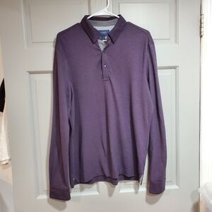 Farilane Polo Men Size Medium long‎ Sleeves Purple Collared